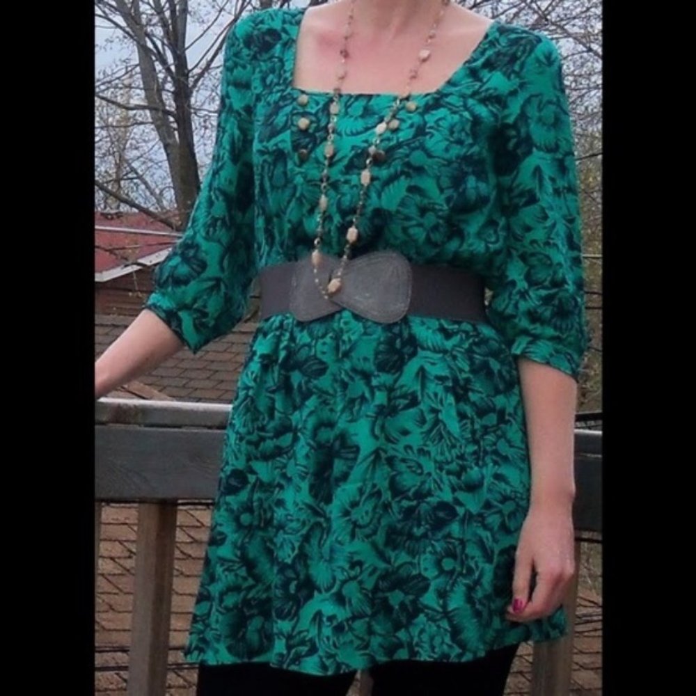 Anthropologie Maeve Dress Rosemary Floral Print Green Dress 2
